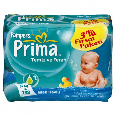 Prima Pampers Baby Fresh I.slak Mendil 3 lü Paket (192 Yaprak)
