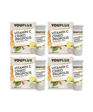 Youplus Vitamin C Çinko Propolis 20 Efervesan Tablet X 4 ADET