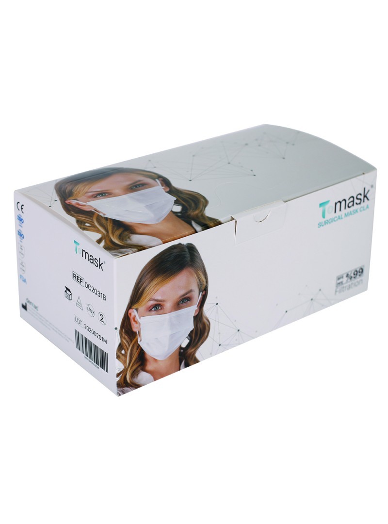 Dentac T-Mask 3 Katlı Renkli Cerrahi Yüz Maskesi ( Su Mavisi ) 50 Adet