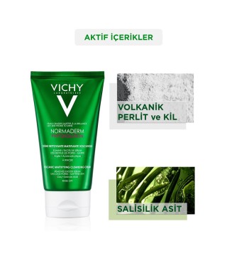 Vichy Normaderm Phytosolution Volcanic Mattifying Cleansing Cream ( Parlama Karşıtı Volkanik Temizleyici Krem ) 125 ml