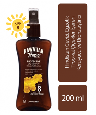 Hawaiian Tropic Tropical Dry Koruyucu ve Bronzlaştırıcı Yağ Spf 8 200 ml
