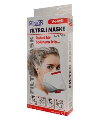 MINION Ventil Filtreli Maske MN967 FFP 3 Kırmızı 2 Adet