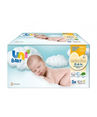 Uni Baby Yenidoğan Islak Pamuk Mendil 3x40'lı Paket