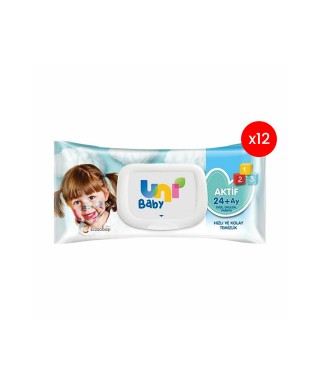 Uni Baby Aktif Simple Clean 24+ Ay Islak Mendil 12x52 Adet