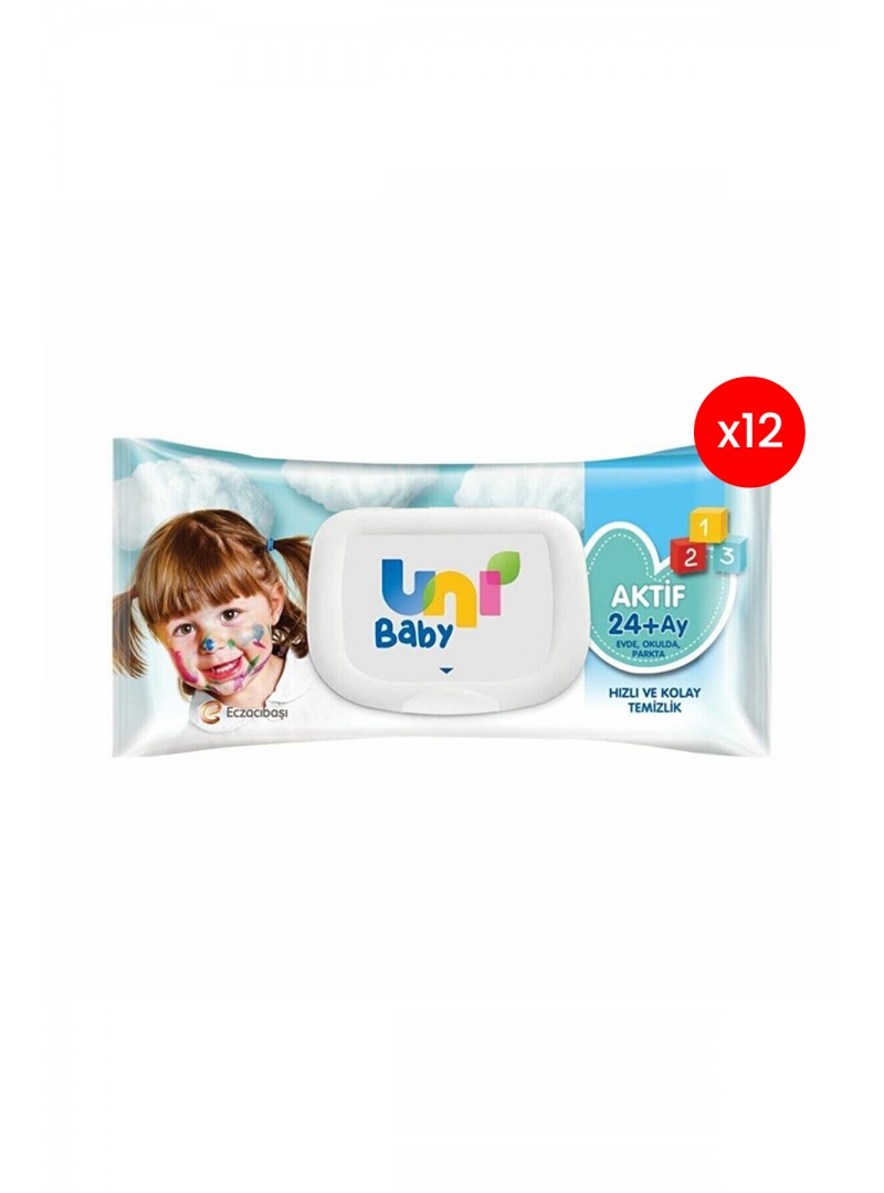 Uni Baby Aktif Simple Clean 24+ Ay Islak Mendil 12x52 Adet
