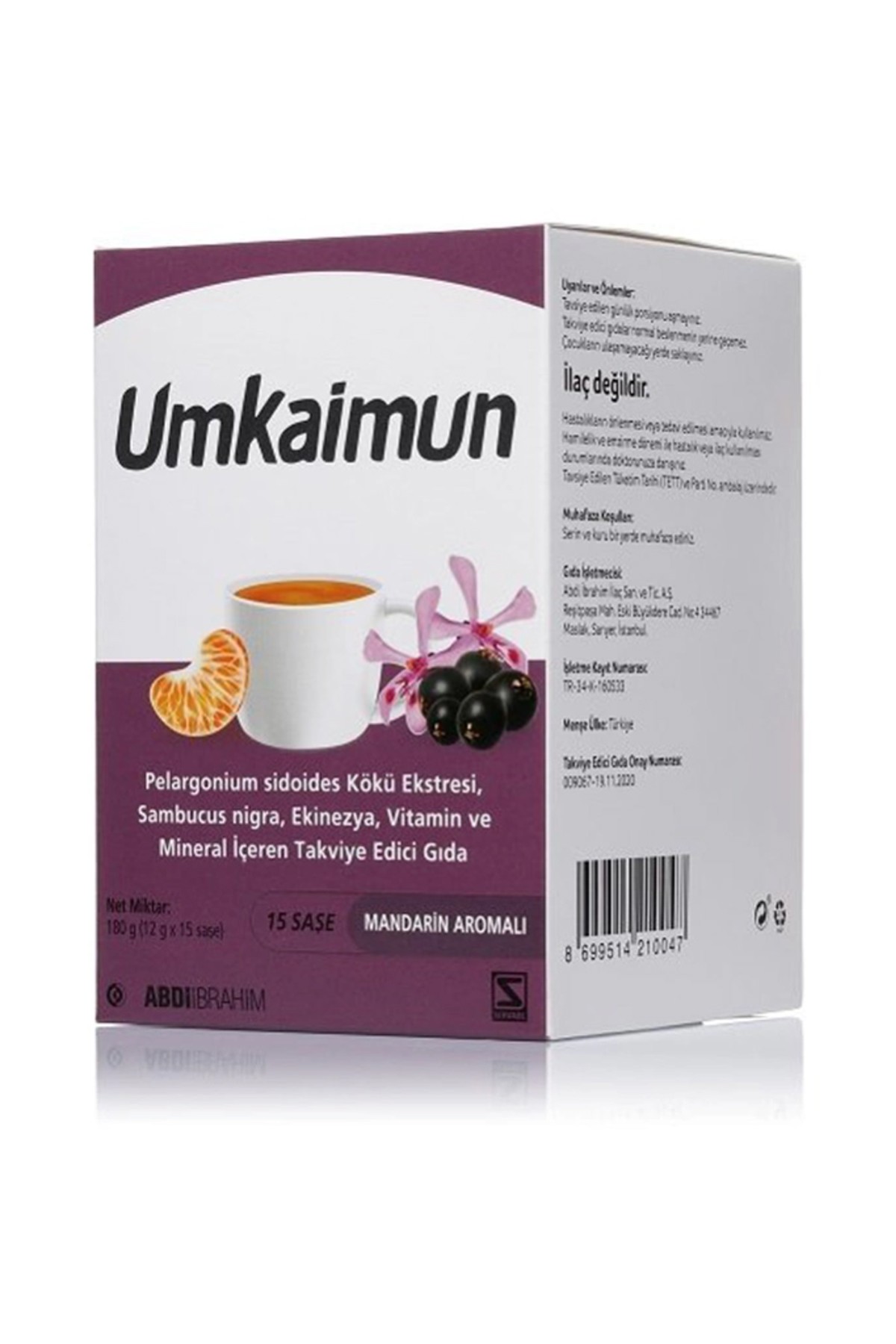 Outlet - Umkaimun Vitamin Mineral İçeren Mandarin Aromalı Takviye Edici Gıda 15 Saşe (S.K.T 09-2024)