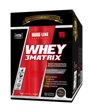 Hardline Whey 3Matrix - Çikolata Aromalı ( 30gr x 15Adet ) 450 Gr