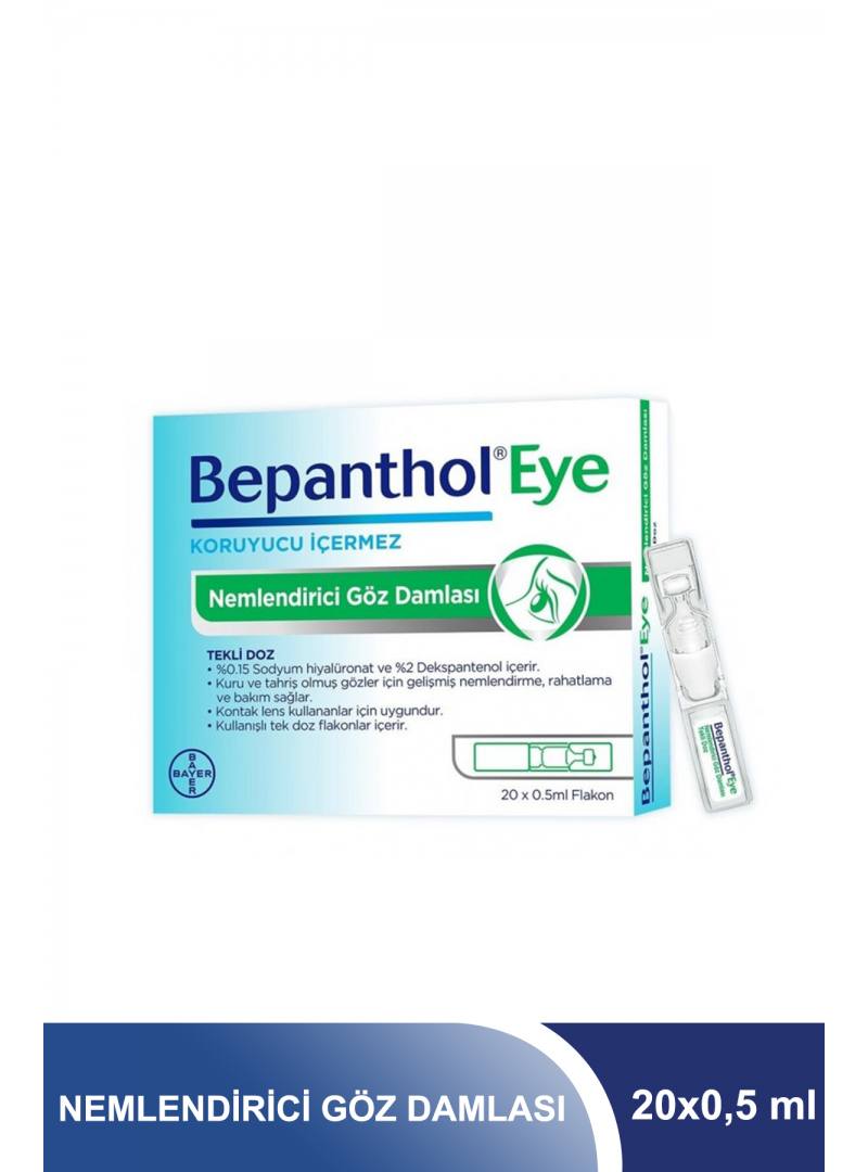 Bepanthol Eye Nemlendirici Göz Damlası 20x0,5 ml Flakon (S.K.T 10-2023)