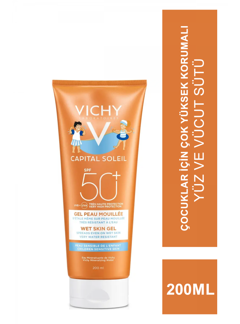 Vichy Capital Soleil  Wet Skin Gel Spf 50+ Çocuklar İçin Çok Yüksek Korumalı Yüz Ve Vücut Sütü 200 ml