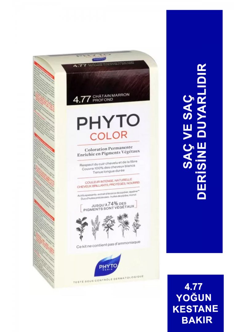 Phyto Color Bitkisel Saç Boyası - 4.77 Yoğun Kestane Bakır - Yeni Formül