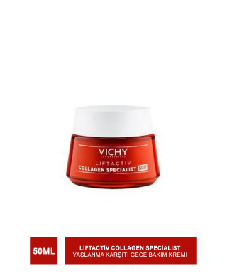 Vichy Liftactiv Collagen Specialist Yaşlanma Karşıtı Gece Bakım Kremi 50 ml (S.K.T 08-2024)