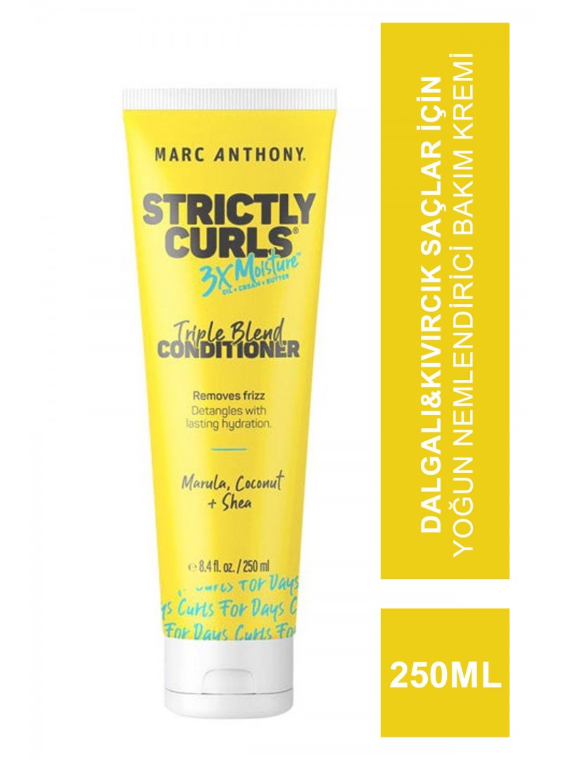 Marc Anthony Strictly Curls 3X Moisture Conditioner (Dalgalı&Kıvırcık Saçlar İçin Yoğun Nemlendirici Bakım Kremi) 250ml