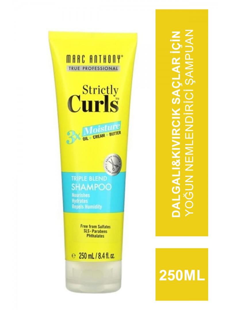 Marc Anthony Strictly Curls 3X Moisture Triple Blend Shampoo (Dalgalı & Kıvırcık Saçlar İçin Yoğun Nemlendirici Şampuan) 250 ml