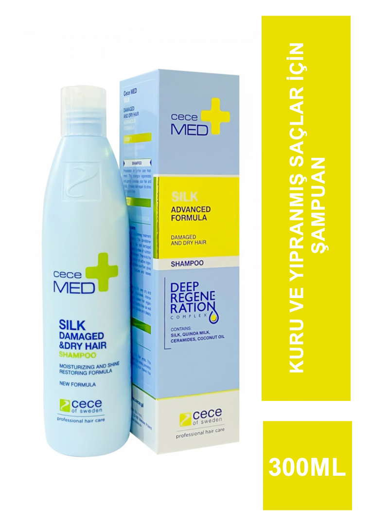 CeceMed Silk Advanced Formula Damaged And Dry Hair Shampoo Kuru-Yıpranmış ve Atopik Saçlar İçin Şampuan 300 ml