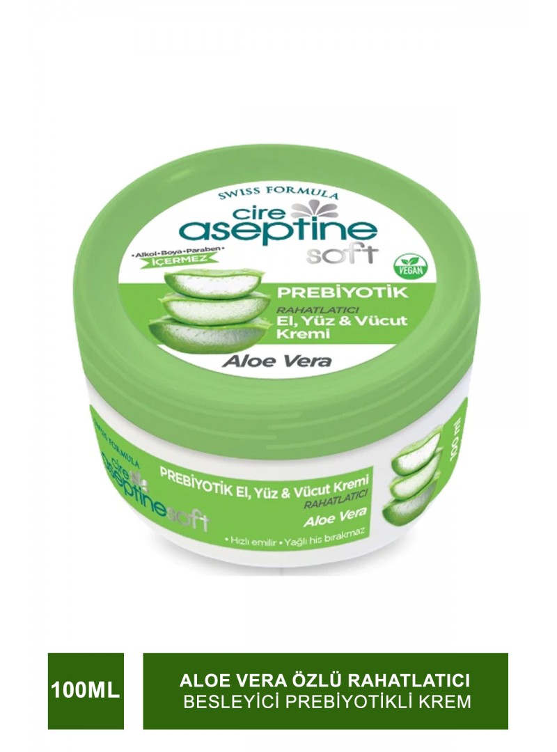 Cire Aseptine Soft Aloe Vera Özlü Rahatlatıcı Besleyici Prebiyotikli Krem 100 ml