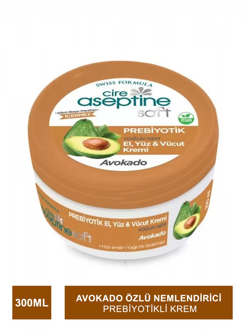 Cire Aseptine Soft Avokado Özlü Yoğun Nemlendirici Prebiyotikli Krem 300 ml