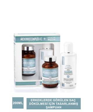 Dermoskin Medobiocomplex E Kapsül & Biotin Şampuanı Erkek 200 ml Hediye
