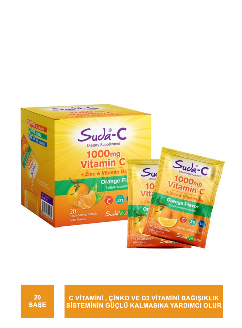 Suda Vitamin Suda-C Vitamin C 1000 mg Orange 20 Saşe