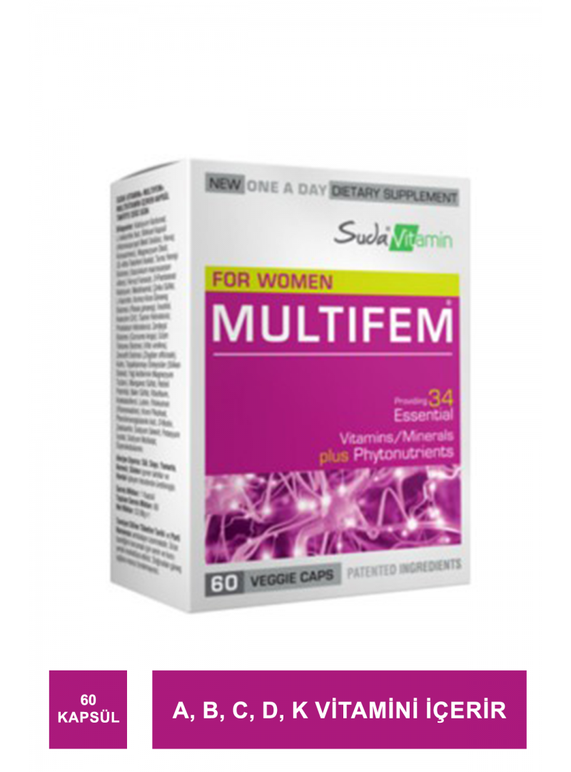 Suda Vitamin Multifem Multivitamin 60 Kapsül (S.K.T 08-2024)