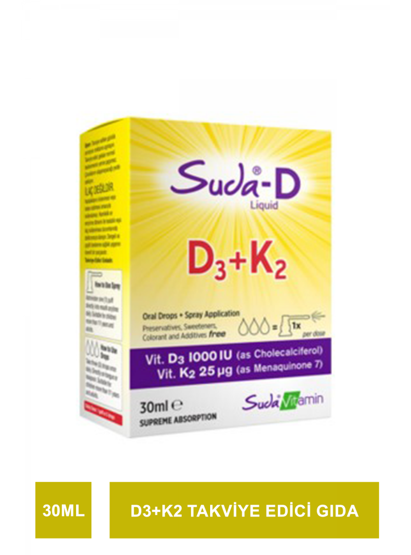 Suda Vitamin Suda-D D3+K2 Takviye Edici Gıda 30 ml (S.K.T 04-2024)