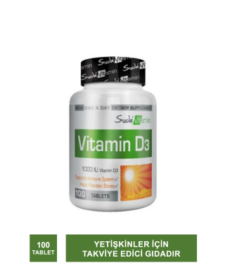 Suda Vitamin Vitamin D3 1000 IU 100 Tablet (S.K.T 10-2024)