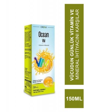 Ocean VM  Vitamin Mineral Şurup  Portakal Aromalı 150 ml (S.K.T 06-2024)
