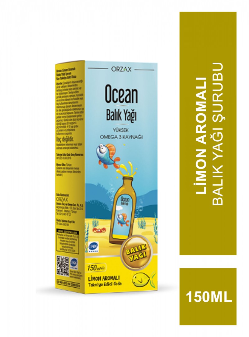 Ocean Balık Yağı Şurubu Limon Aromalı 150ml (S.K.T 05-2025)