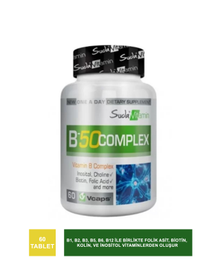 Suda Vitamin Vitamins B-50 Complex 60 Vegi Kapsül (S.K.T 09-2024)