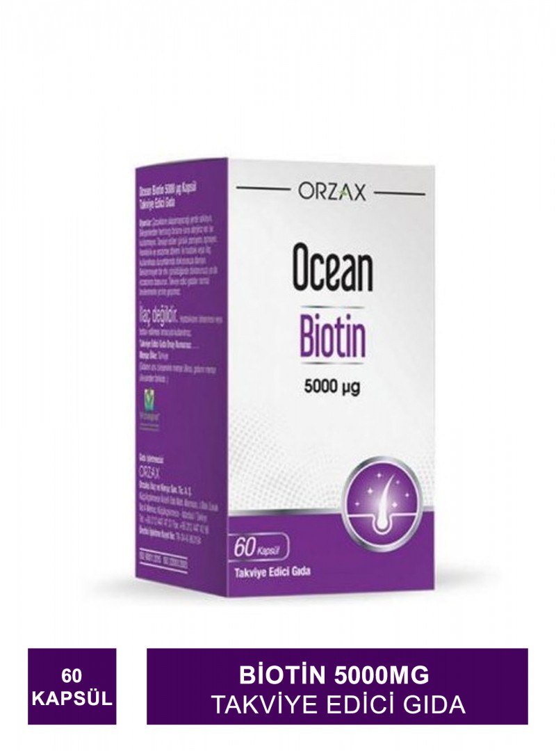 Ocean Biotin 5000mg 60 Kapsül Takviye Edici Gıda (S.K.T 08-2025)