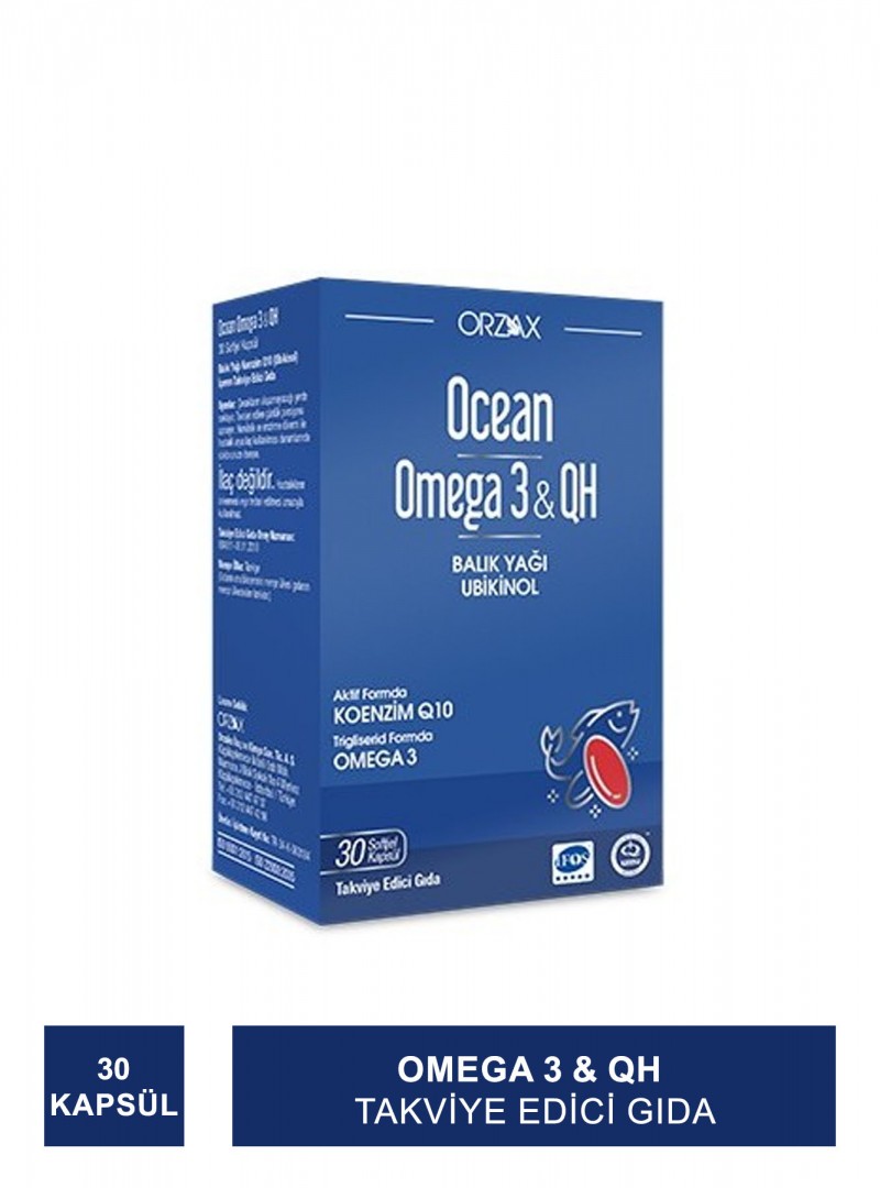 Ocean Omega 3 & QH Takviye Edici Gıda 30 Kapsül (S.K.T 03-2025)