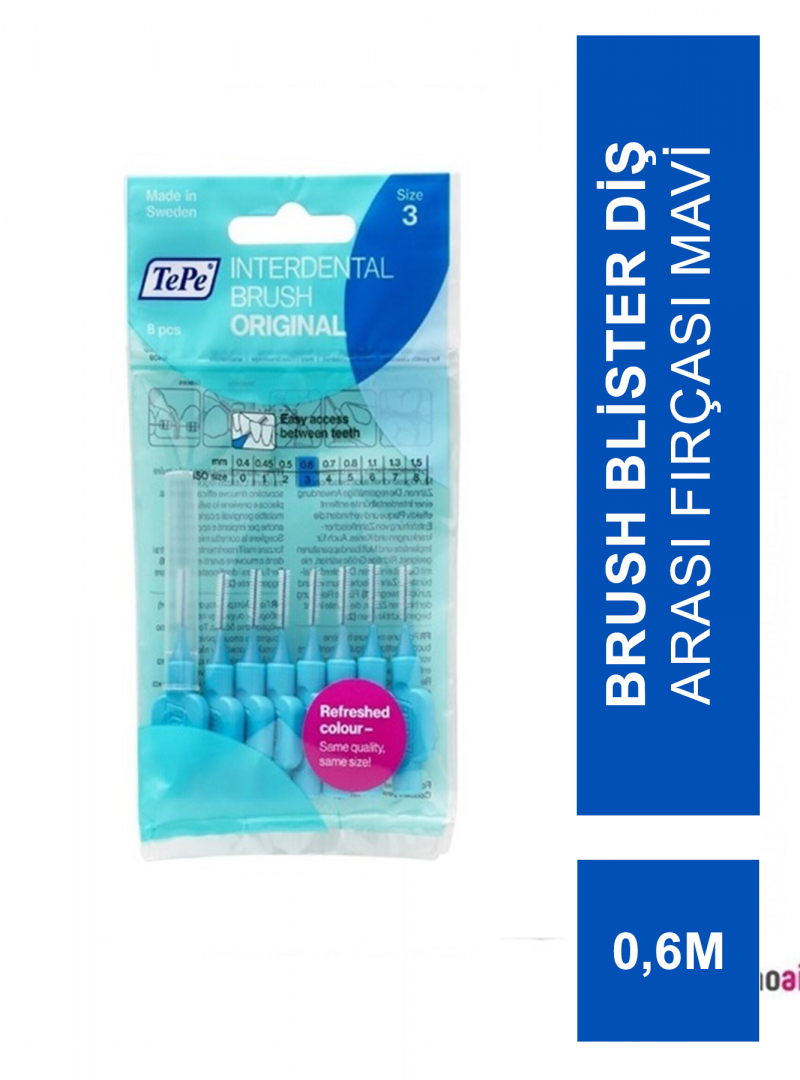 TePe İnterdental Brush Blister Diş Arası Fırçası Mavi 0.6 mm 8'li