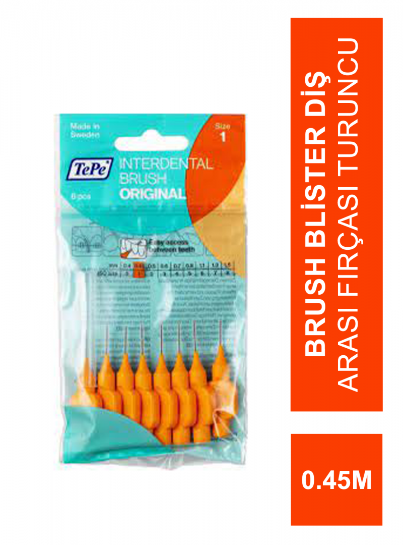 TePe İnterdental Brush Blister Diş Arası Fırçası Turuncu 0.45 mm 8'li