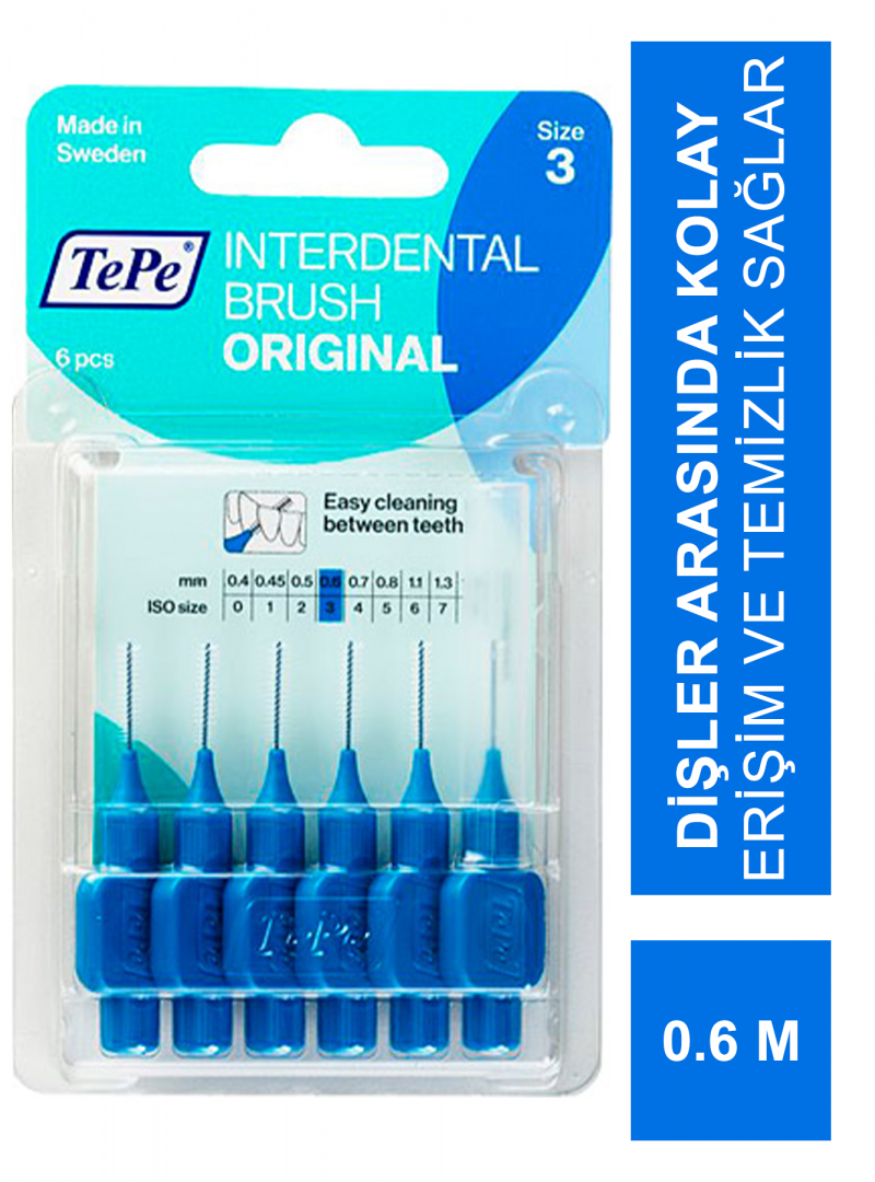 TEPE Blister Arayüz Diş Fırçası Mavi 0.6 mm 6 lı