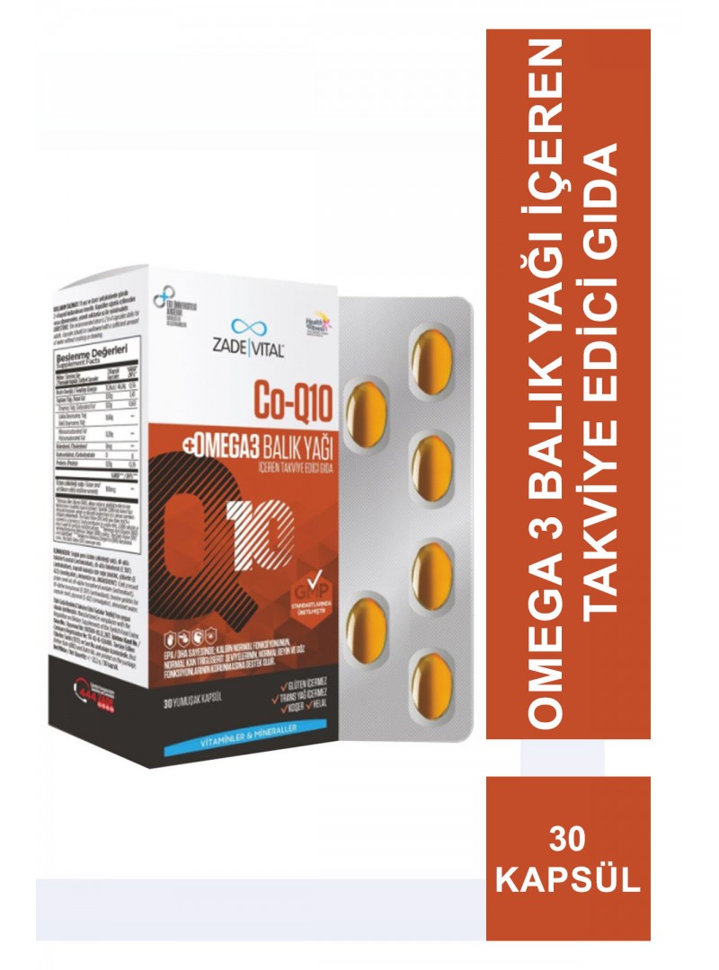 Zade Vital Co-Q10 Omega3 Balık Yağı 30 Kapsül