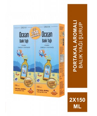Ocean Orange Portakal Aromalı Balık Yağı Şurup 150ml ( 2'li Set ) (S.K.T 01-2025)