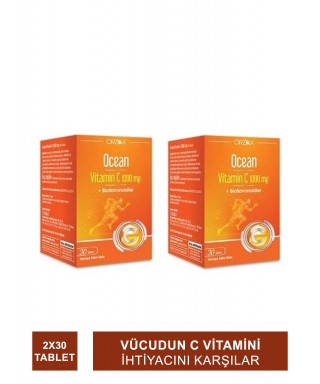 Ocean Vitamin C 1000 mg 30 Tablet x 2 Adet (S.K.T 09-2023)