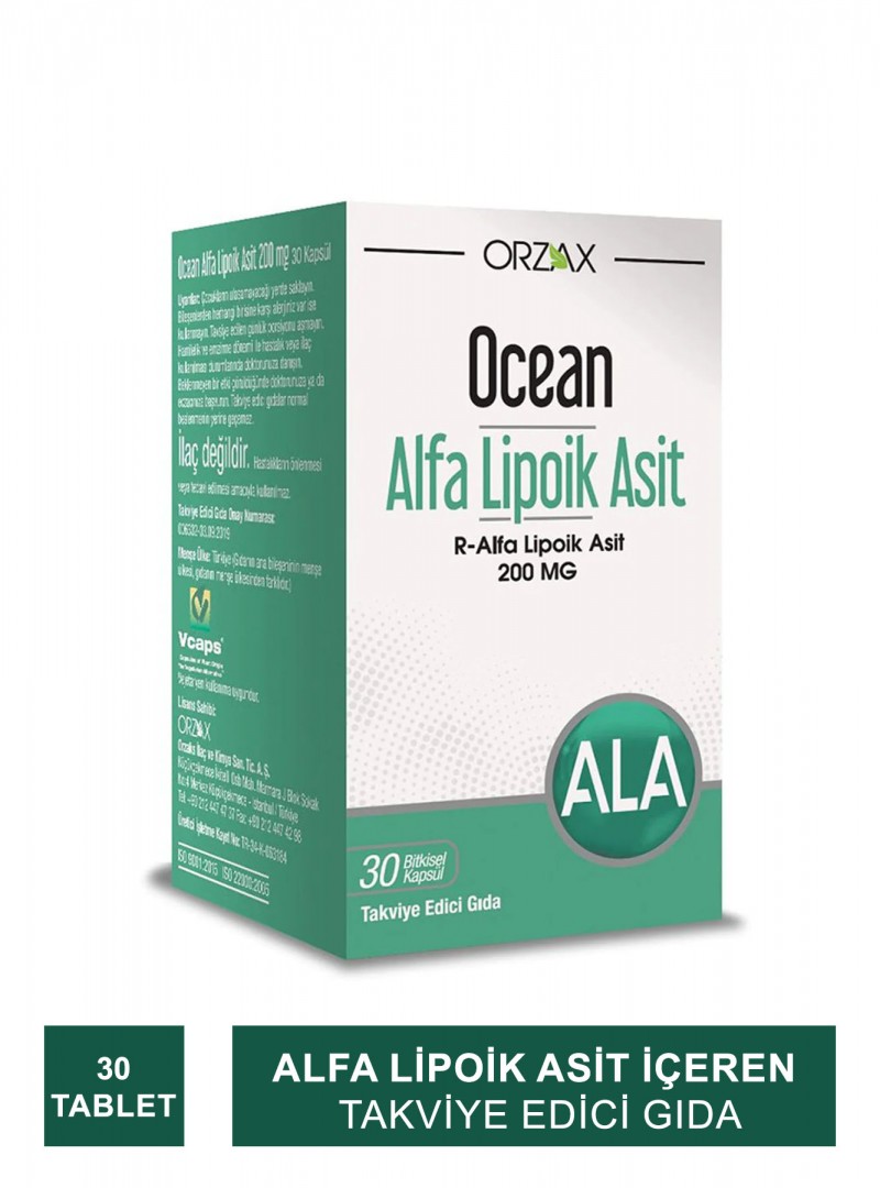 Ocean Alfa Lipoik Asit 200 mg 30 Tablet (S.K.T 06-2025)