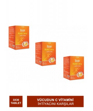 Ocean Vitamin C 1000 mg 30 Tablet x 3 Adet (S.K.T 09-2023)