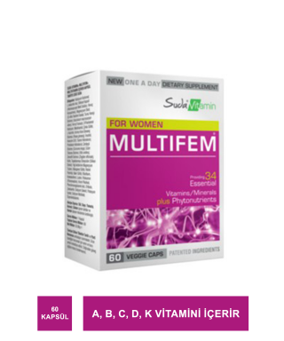 Suda Vitamin Multifem Multivitamin 60 Kapsül (S.K.T 08-2024)