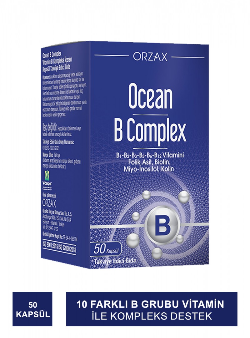 Ocean B Complex Takviye Edici Gıda 50 Kapsül (S.K.T 09-2026)