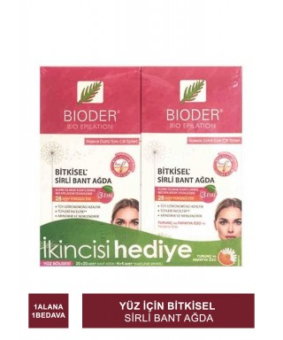 Bioder Bio Epilation Yüz İçin Bitkisel Sirli Bant Ağda ( Tüm Cilt Tipleri ) 1 Alana 1 Bedava
