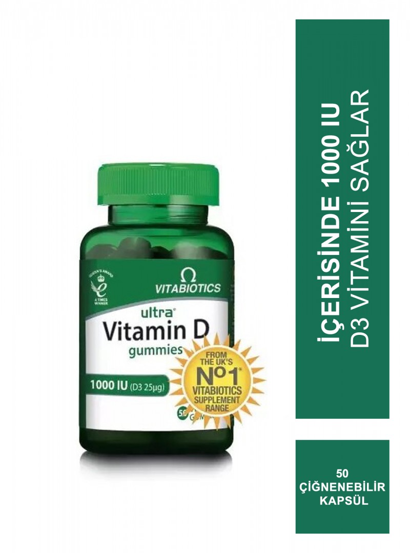 Vitabiotics Ultra Vitamin D Gummies 50 Çiğnenebilir Kapsül (S.K.T 10-2024)