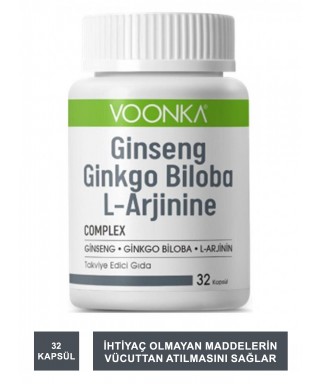 Voonka Ginseng Ginkgo Biloba ve L-Arginine 32 kapsül