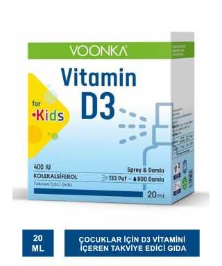 Voonka Vitamin D3 for Kids 400 IU Sprey&Damla 20 ml