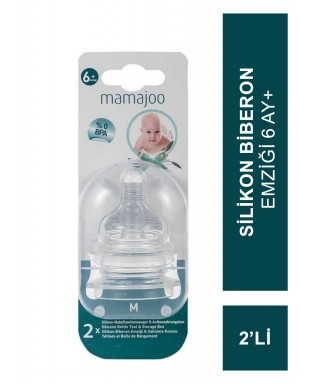 Mamajoo %0 BPA Silikon Biberon Emziği İkili M No.2 6 ay+ (S.K.T 01-2027)