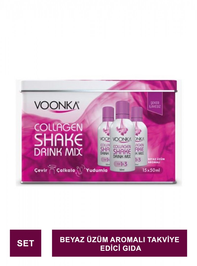 Voonka Collagen Shake Drink Mix Kollajen, Hyaluronik Asit 50mlx15 Shake
