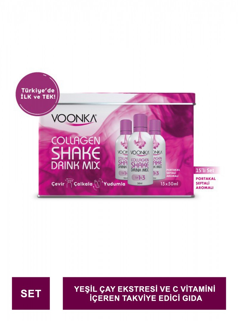 Voonka Beauty Collagen Shake Drink Mix Portakal & Şeftali Aromalı 15x50 ml