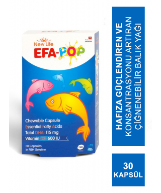New Life EFA Pop 30 Kapsül Çiğnenebilir Balık Yağı