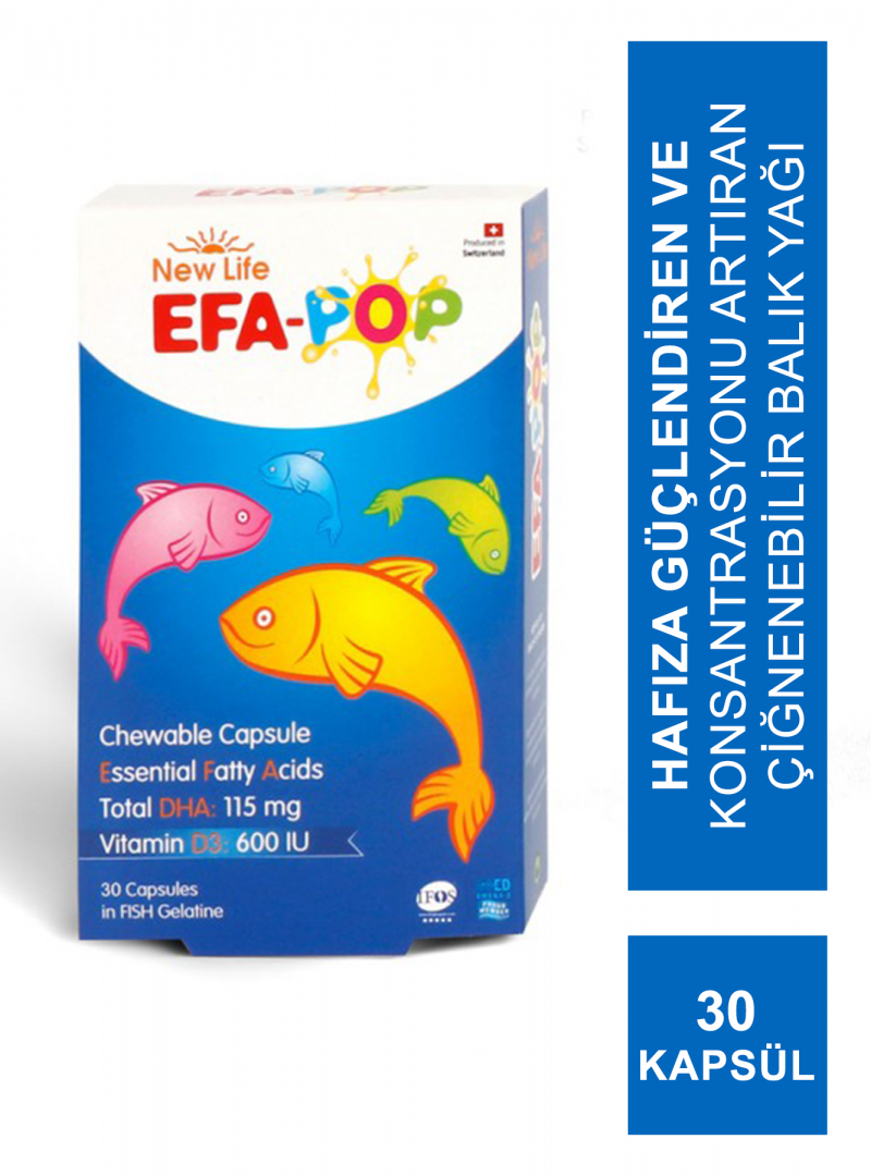 New Life EFA Pop 30 Kapsül Çiğnenebilir Balık Yağı
