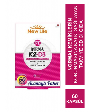 New Life Mena K2+D3 60 Kapsül